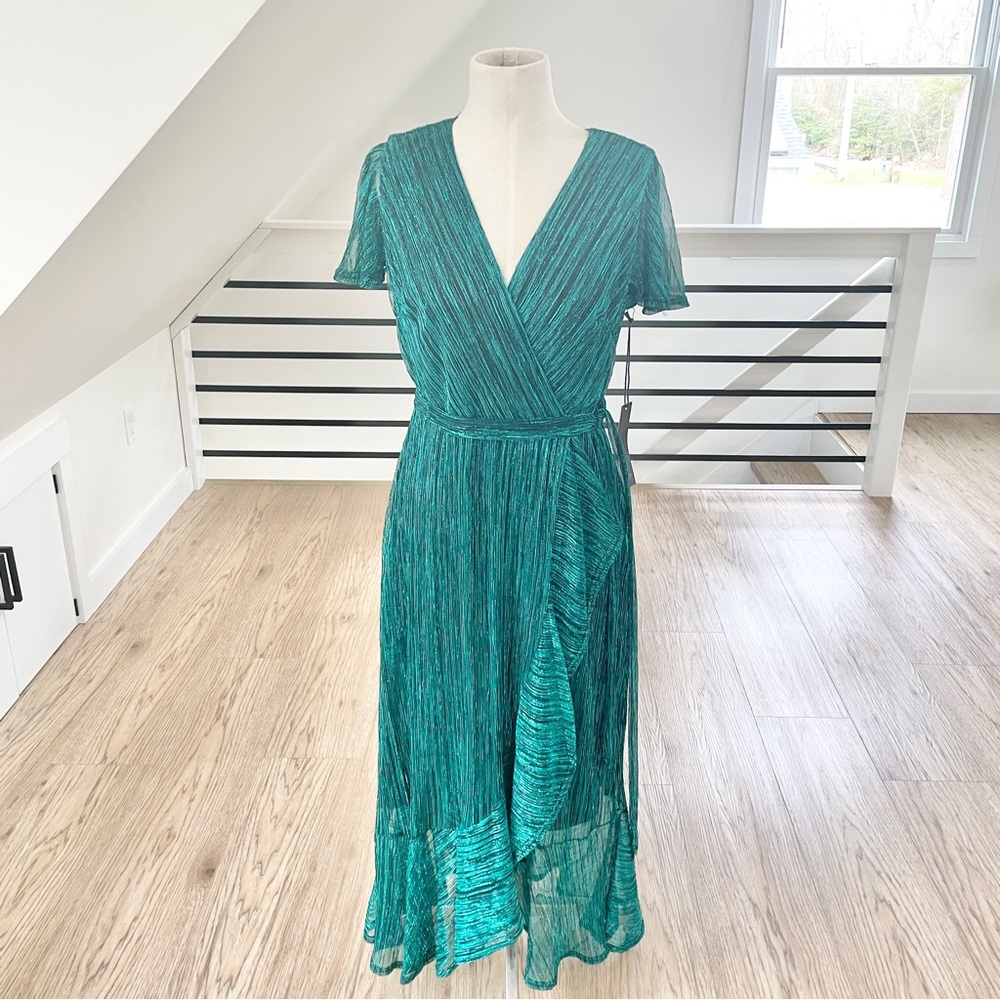 Nicole Miller teal green sparkly dress